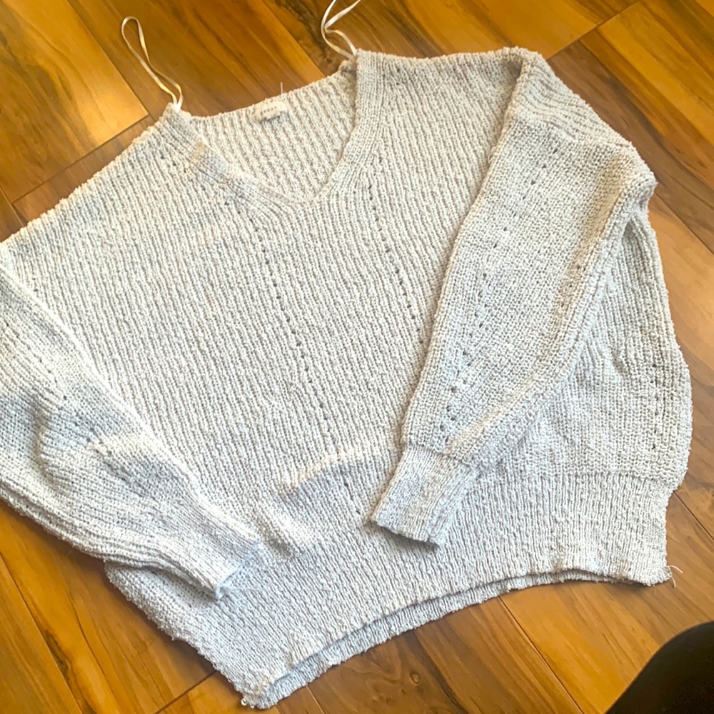 Off white v neck popcorn sweater